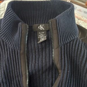 Calvin Klein Men's Navy Full zip Rib Knit Cardigan Sweater